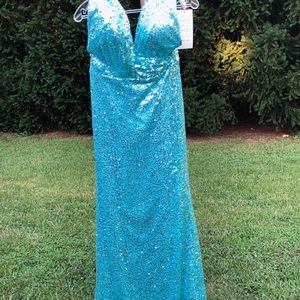 Sequined blue formal dress